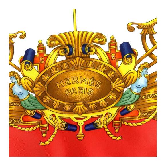 HERMES Red Silk Scarf - Picture 9 of 9